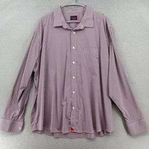 Untuckit Shirt Men XXXL White Red Blue Check Nylon Spandex Long Sleeve Button Up